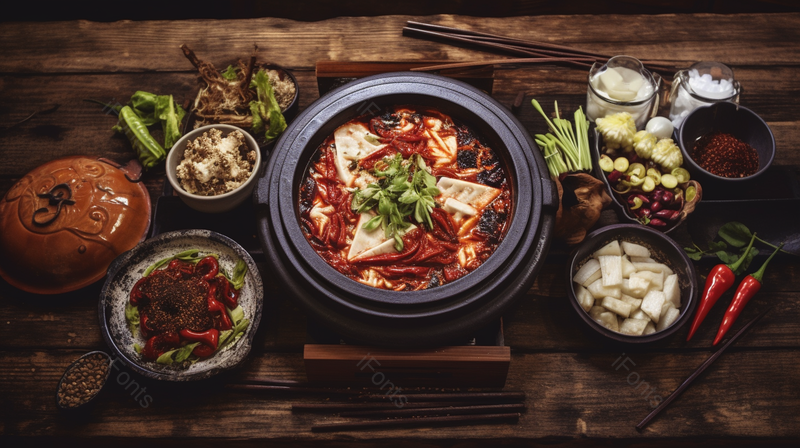一大锅美味的四川鲜香麻辣火锅冒菜中国菜川菜,高清,摄影图,摄影图片,图片大全,摄影图免费下载